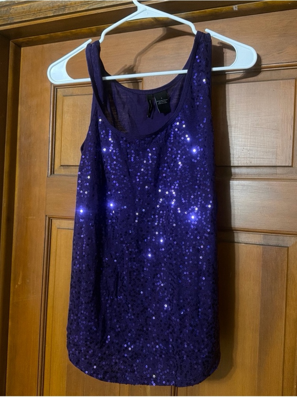 new directions Purple Sequin Sleeveless Tank Top
